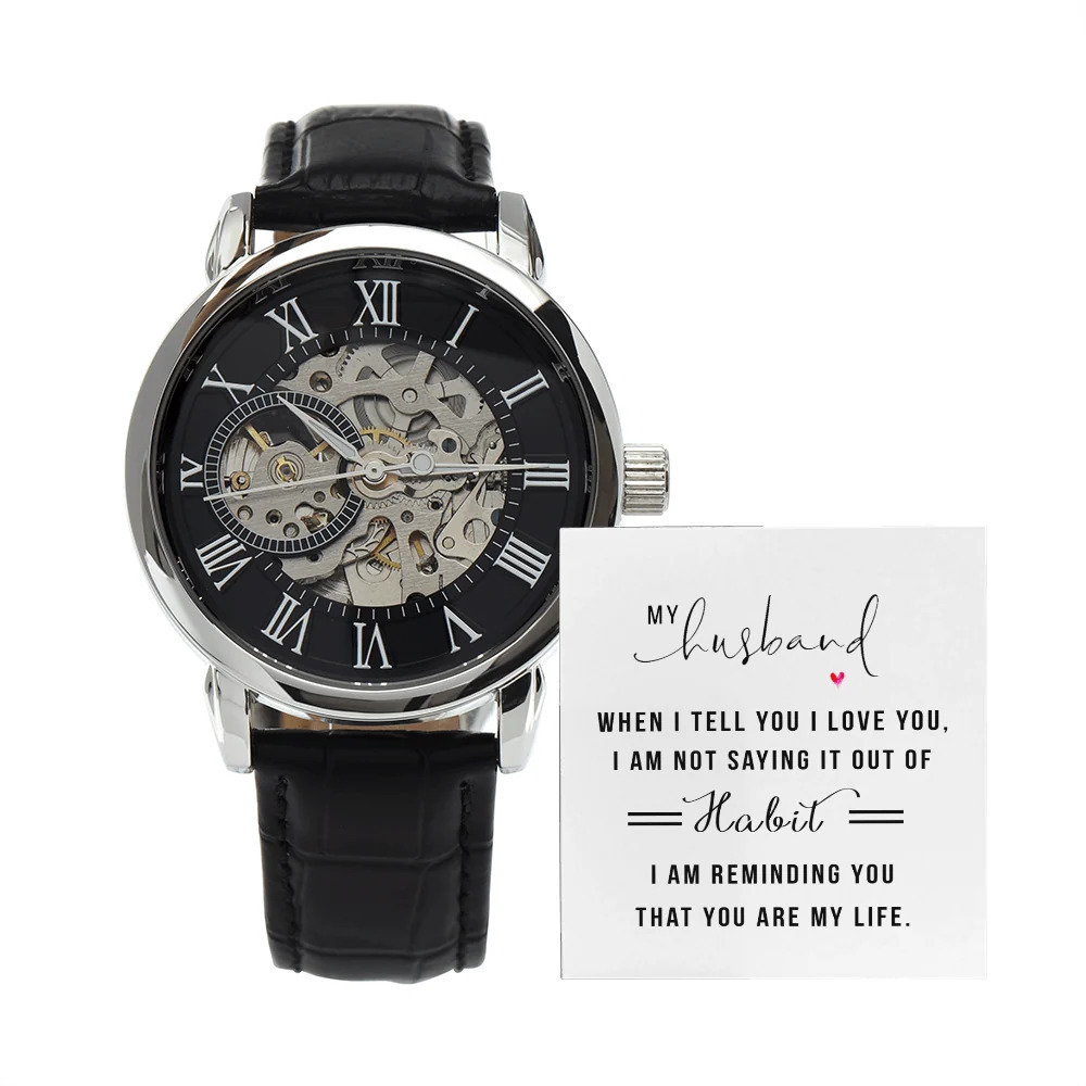 My Husband When I Tell You I Love You Men's Openwork Skeleton Automatic Watch